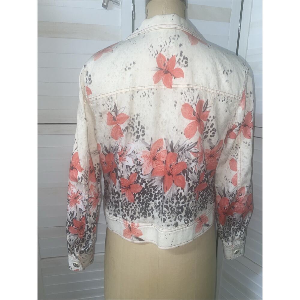 Nancy Bolen City Girl Ladies’ Size M Cream Denim Floral Lightweight Jacket - Picture 5 of 9